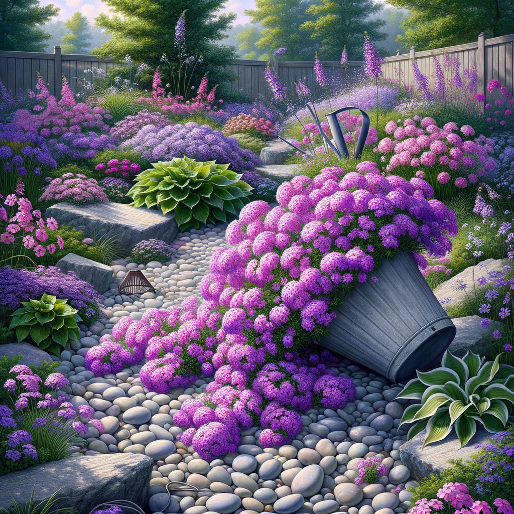 Vibrant Garden Scene with Colorful Flowers and Greenery