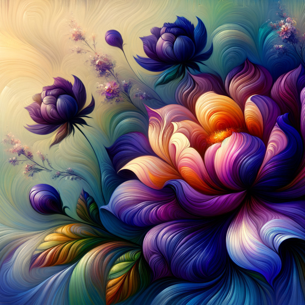 Vibrant Floral Composition in Rich Purple and Orange