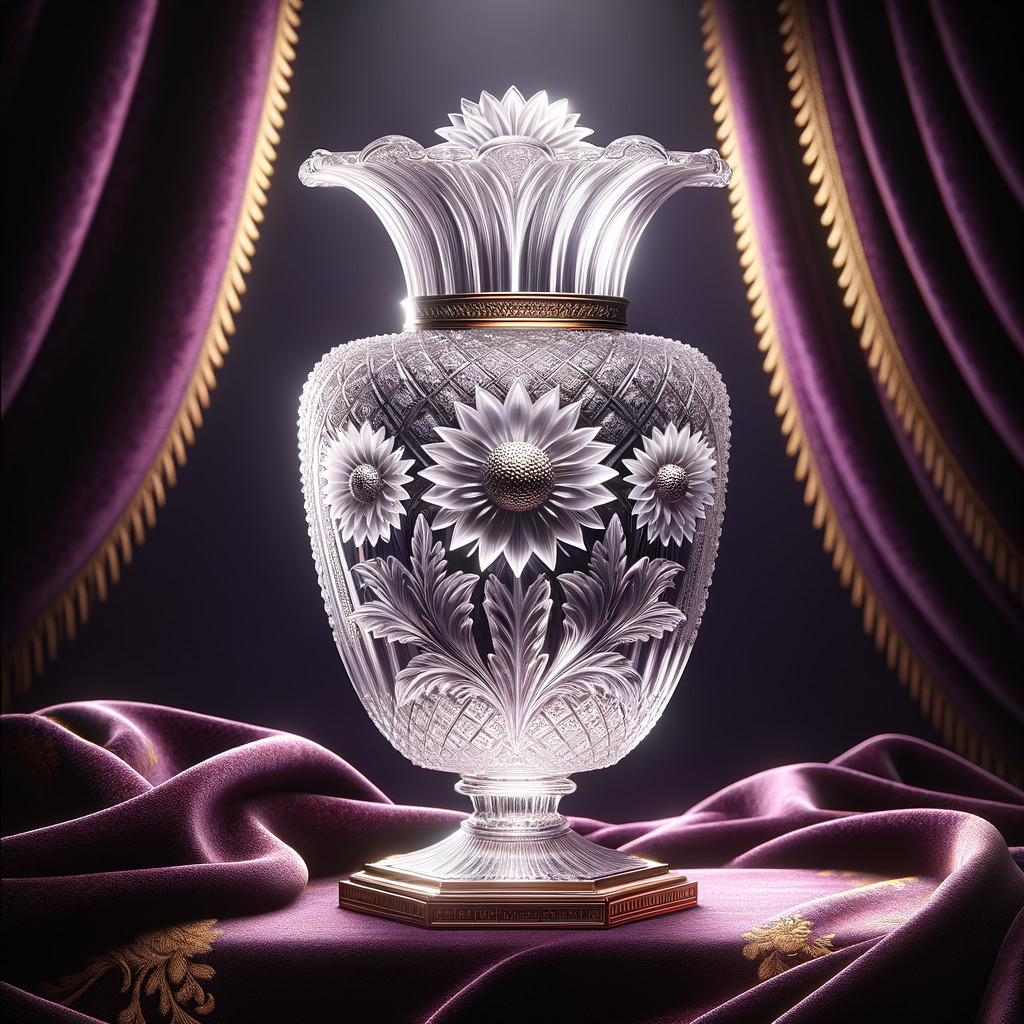 Intricately Designed Crystal Vase with Floral Engravings