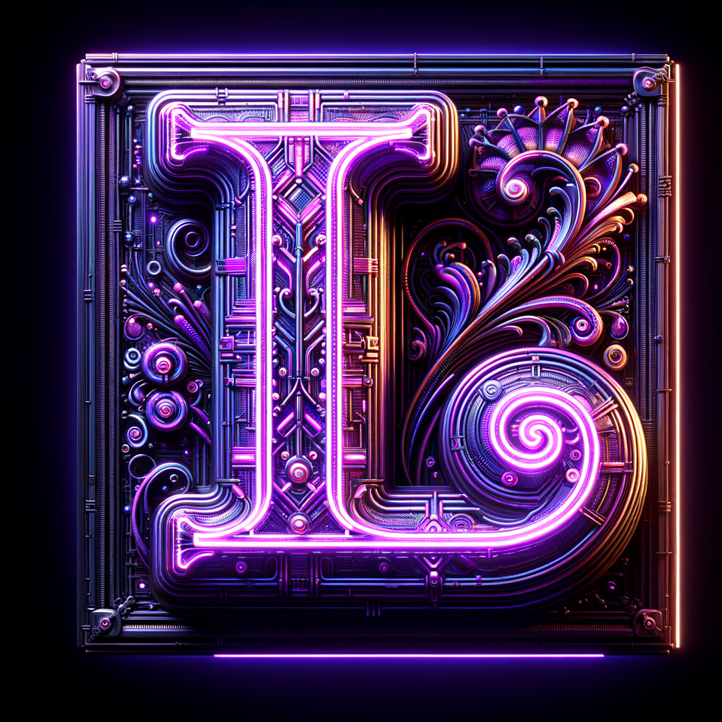 Vibrant Square Design with Intertwined "L" and Patterns