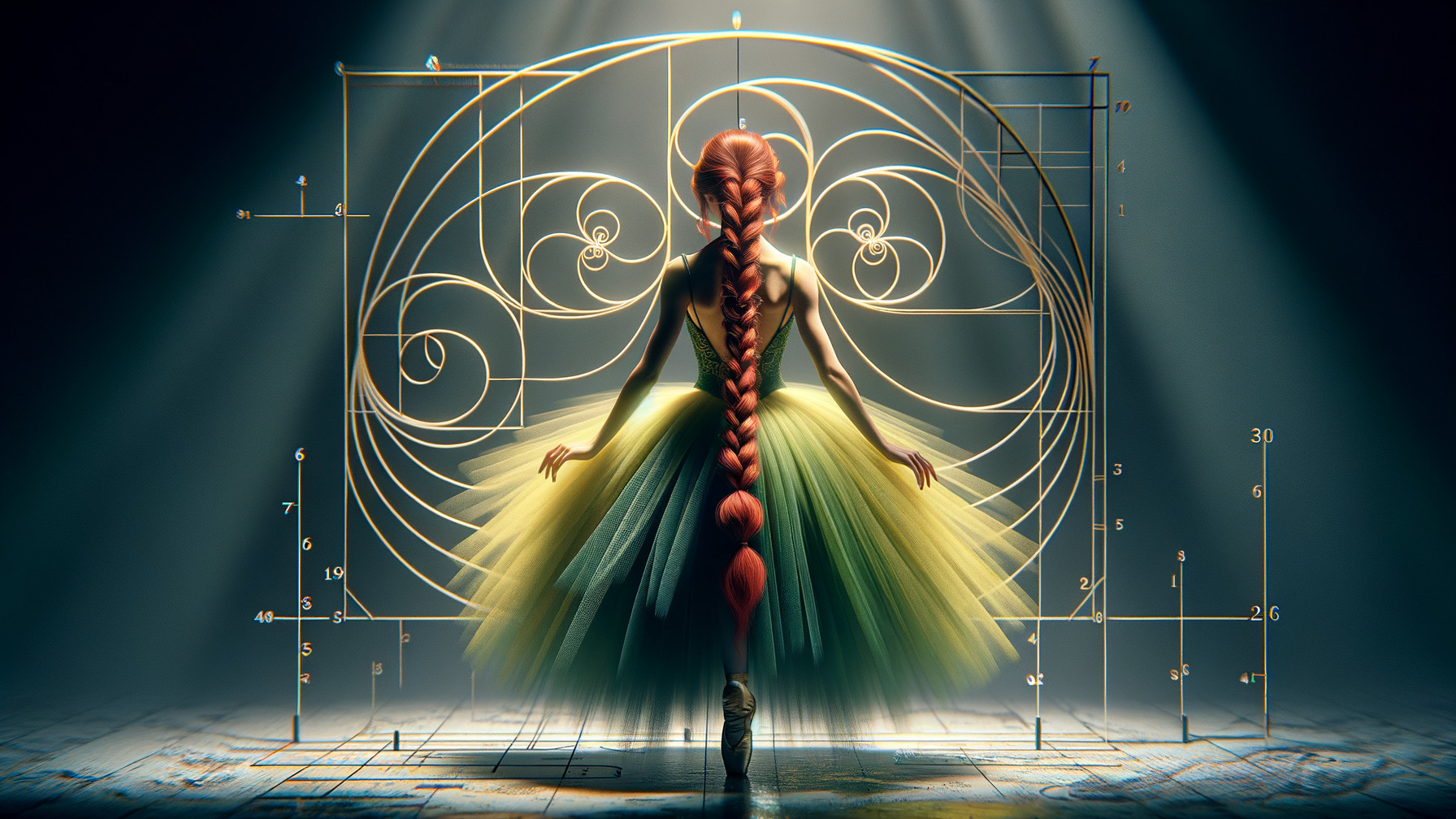 Ballerina Silhouette with Geometric Patterns and Tutu