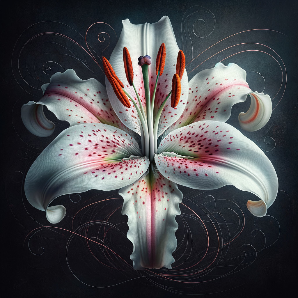 Majestic White Lily with Pink Speckles and Orange Stamens