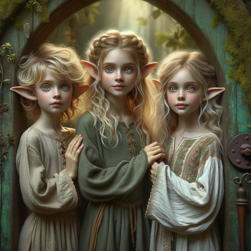 Enchanted Elf-Like Girls in a Mystical Forest
