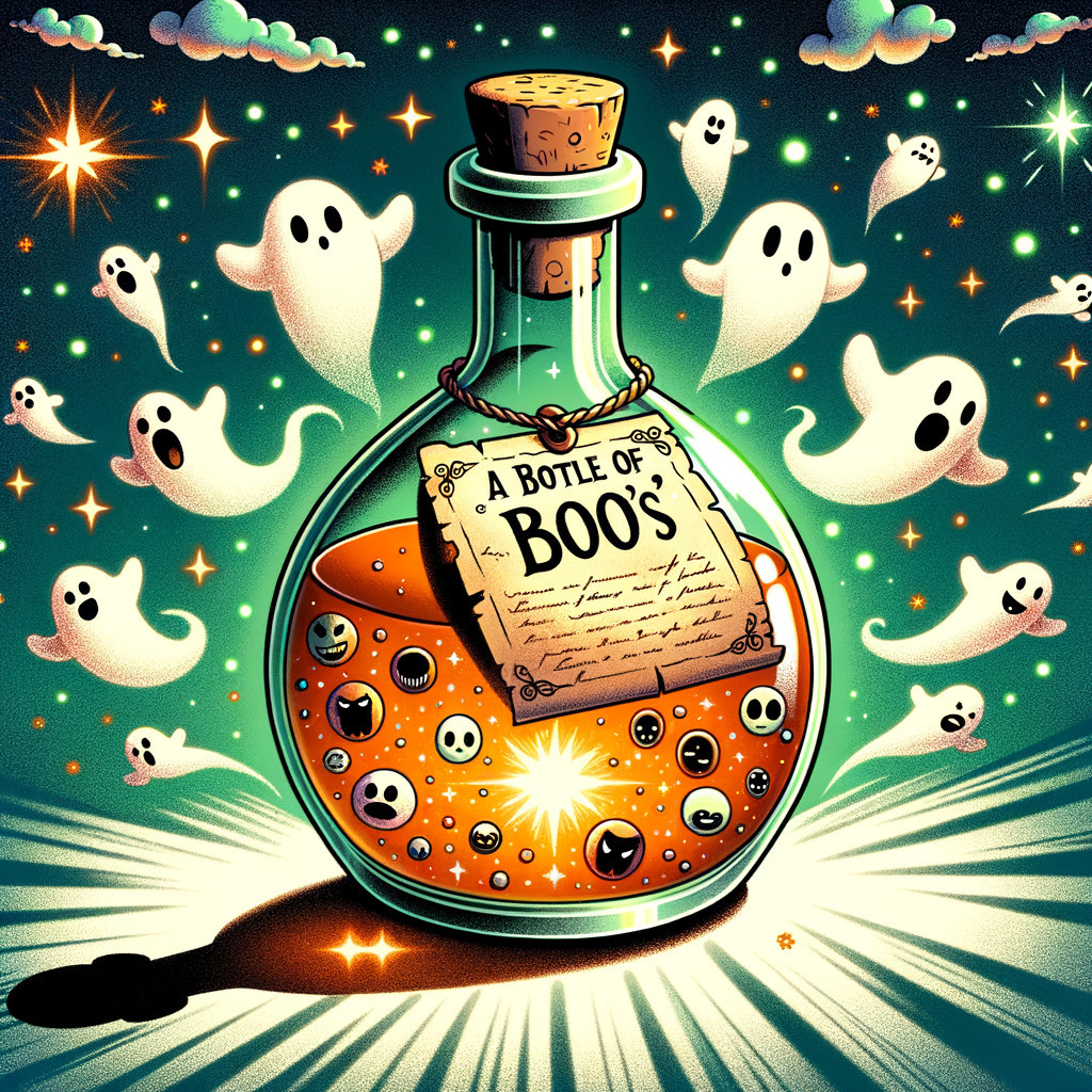 Whimsical Potion Bottle with Glowing Orange Liquid
