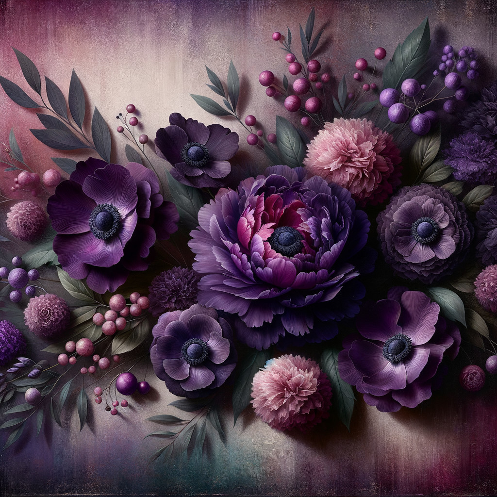 Vibrant Floral Arrangement in Purple and Pink Hues