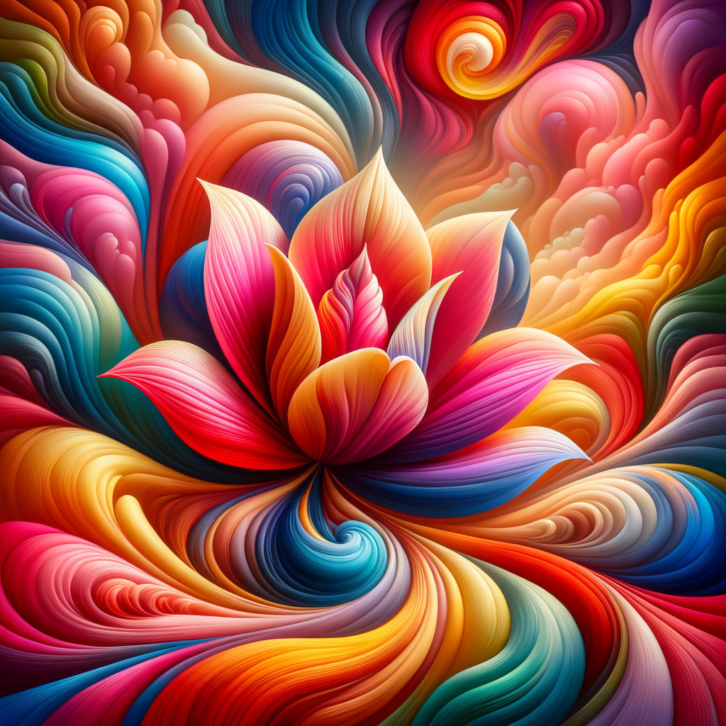 Vibrant Abstract Composition Featuring Luminous Lotus Flower