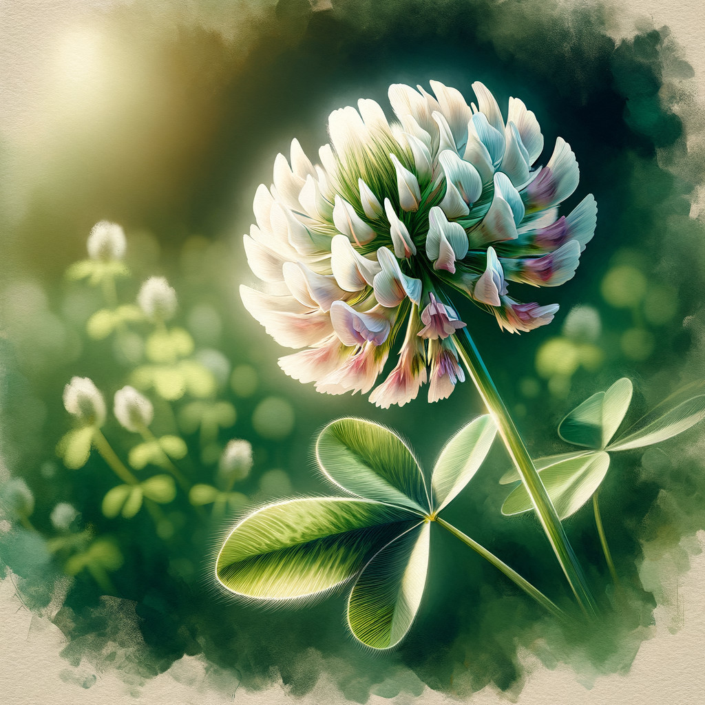 Delicate White Clover Flower with Soft Pink and Green Hues