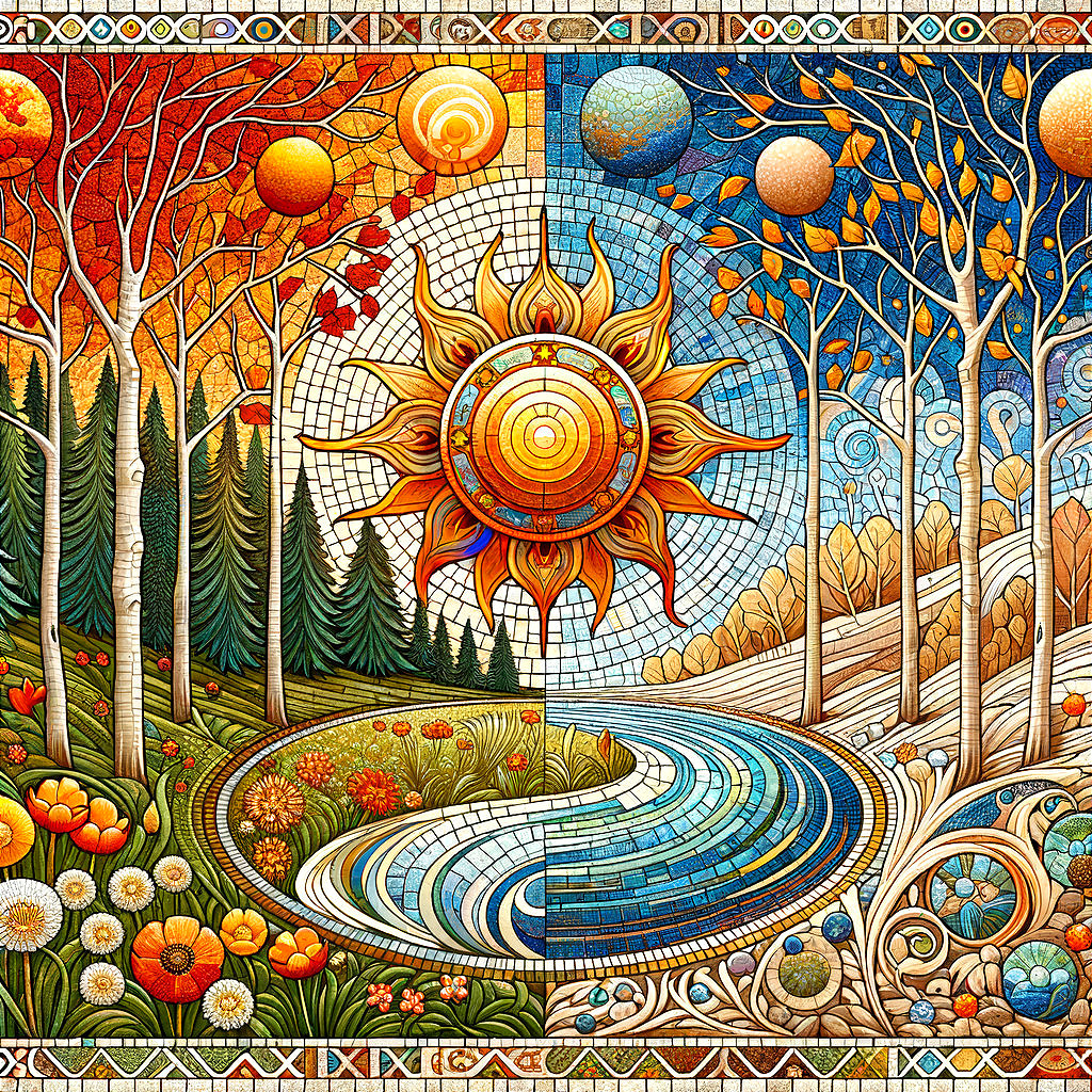 Mosaic Artwork Representing the Four Seasons