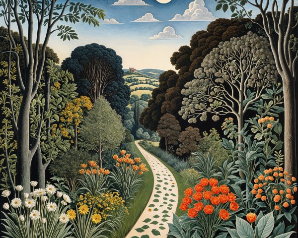 Winding Path Through a Vibrant Forest Landscape