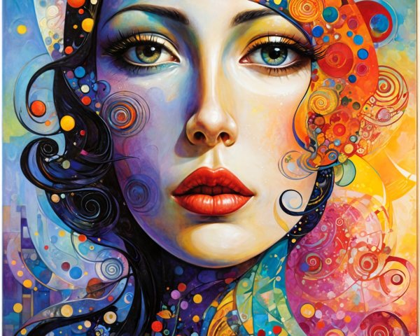 Vibrant Abstract Portrait of a Woman in Contrasting Colors