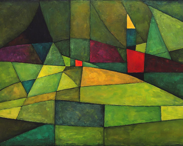 Abstract Painting with Geometric Shapes and Bold Colors