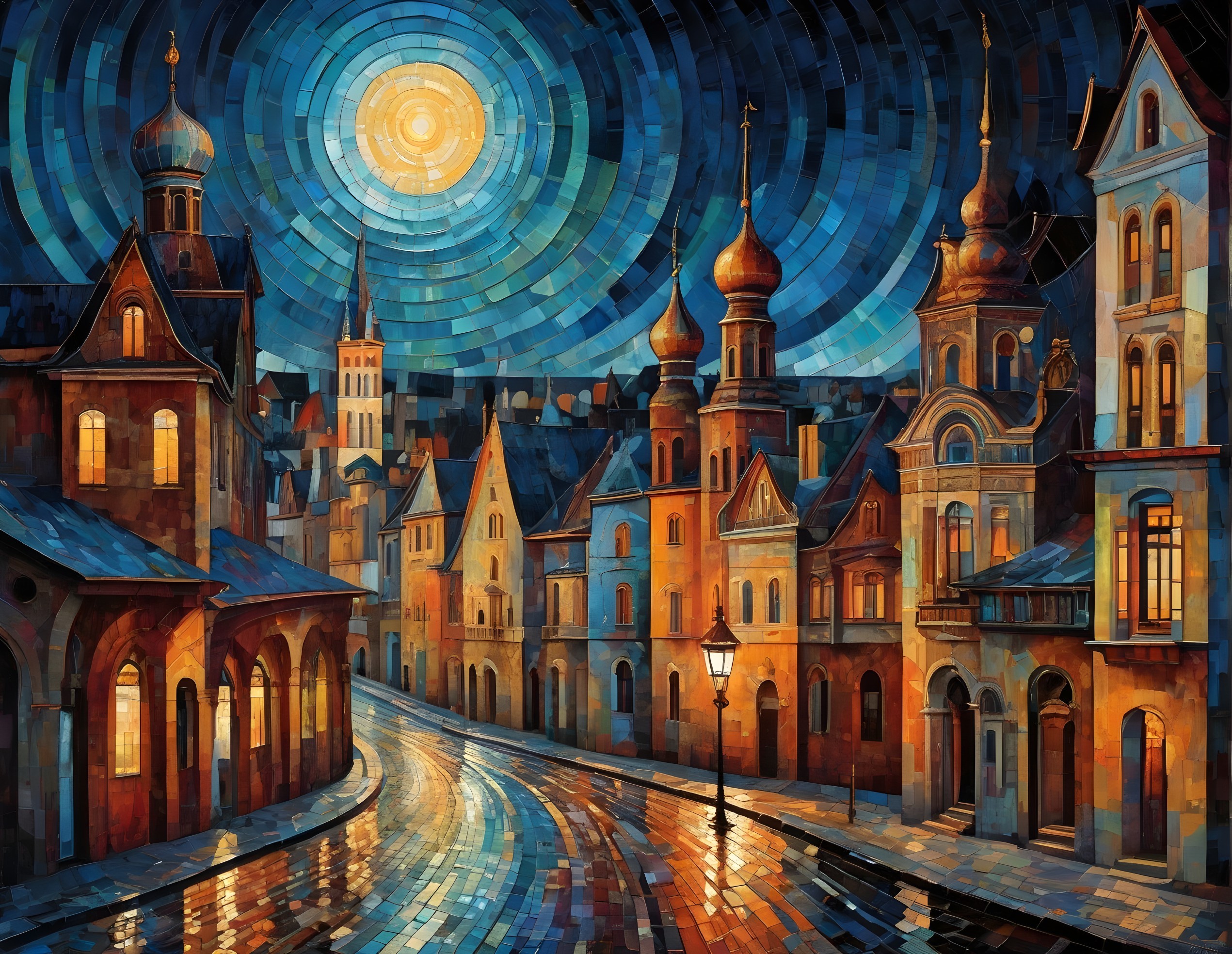 Starry Night Over exotic old Town