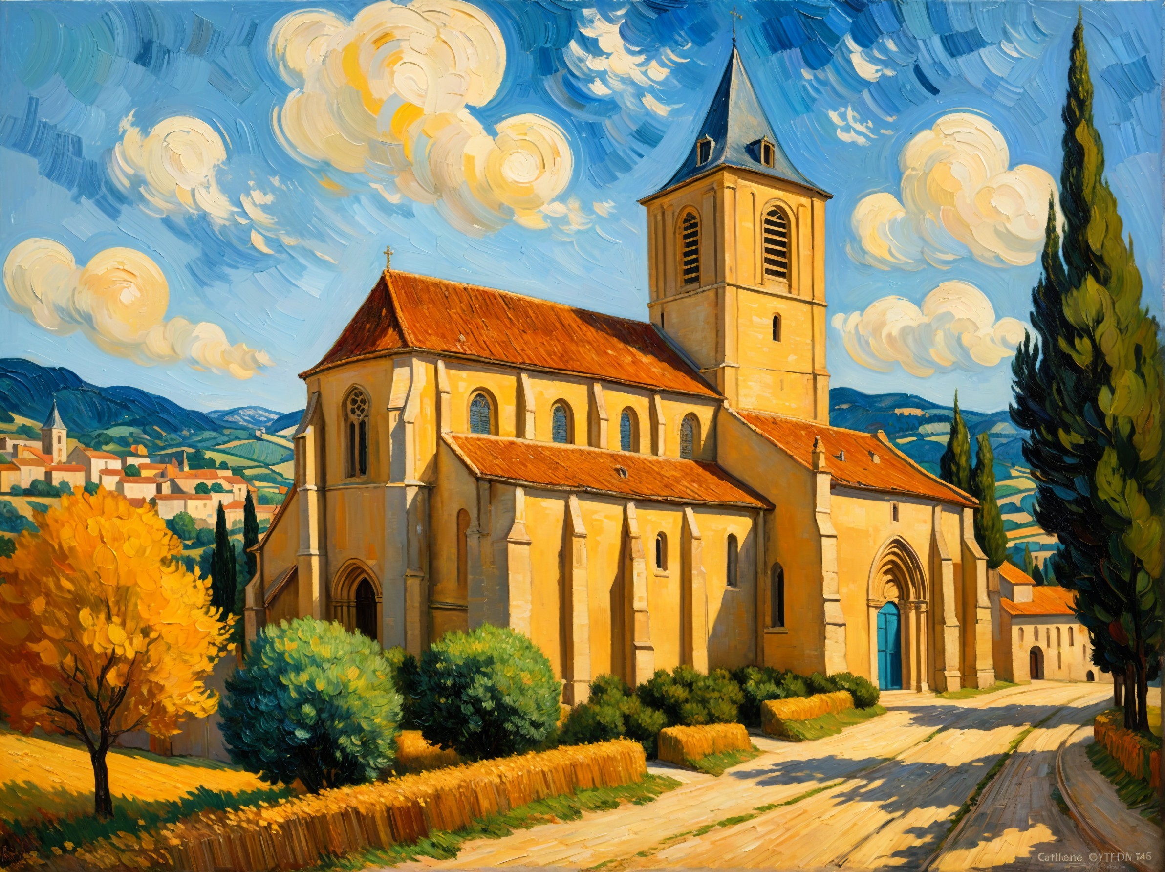Picturesque Church in Vibrant Autumn Landscape