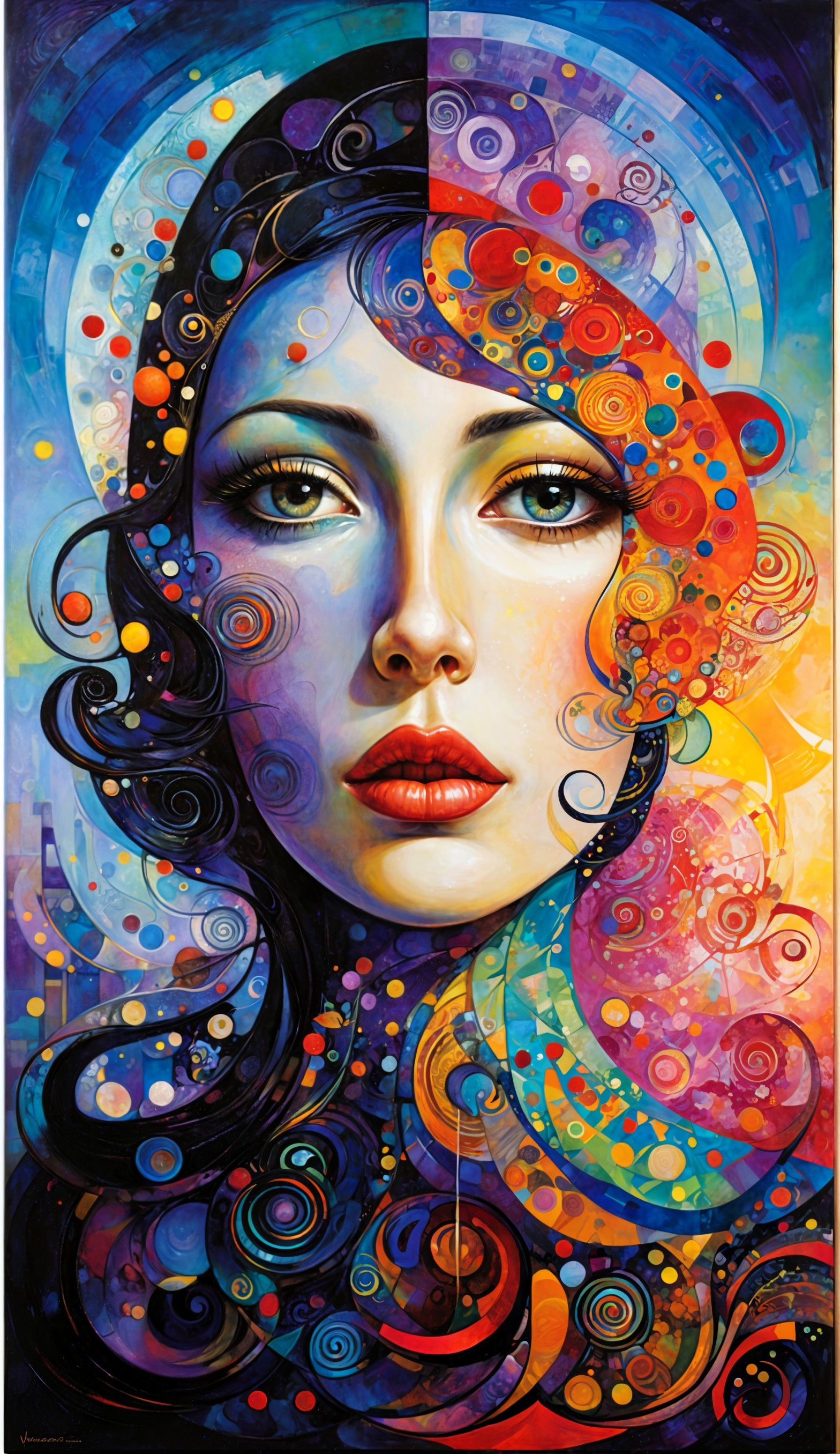 Vibrant Abstract Portrait of a Woman in Contrasting Colors