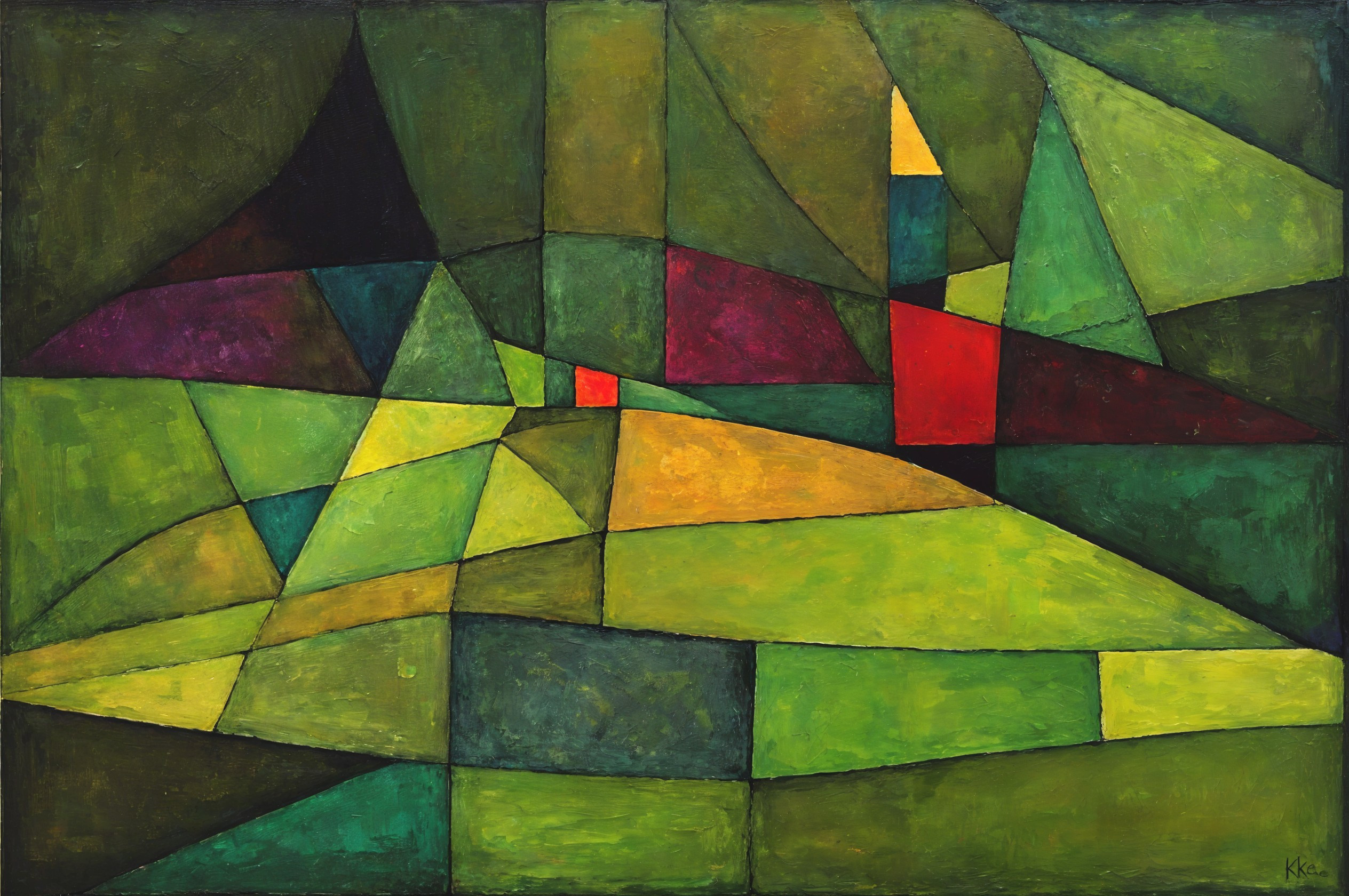 Abstract Painting with Geometric Shapes and Bold Colors