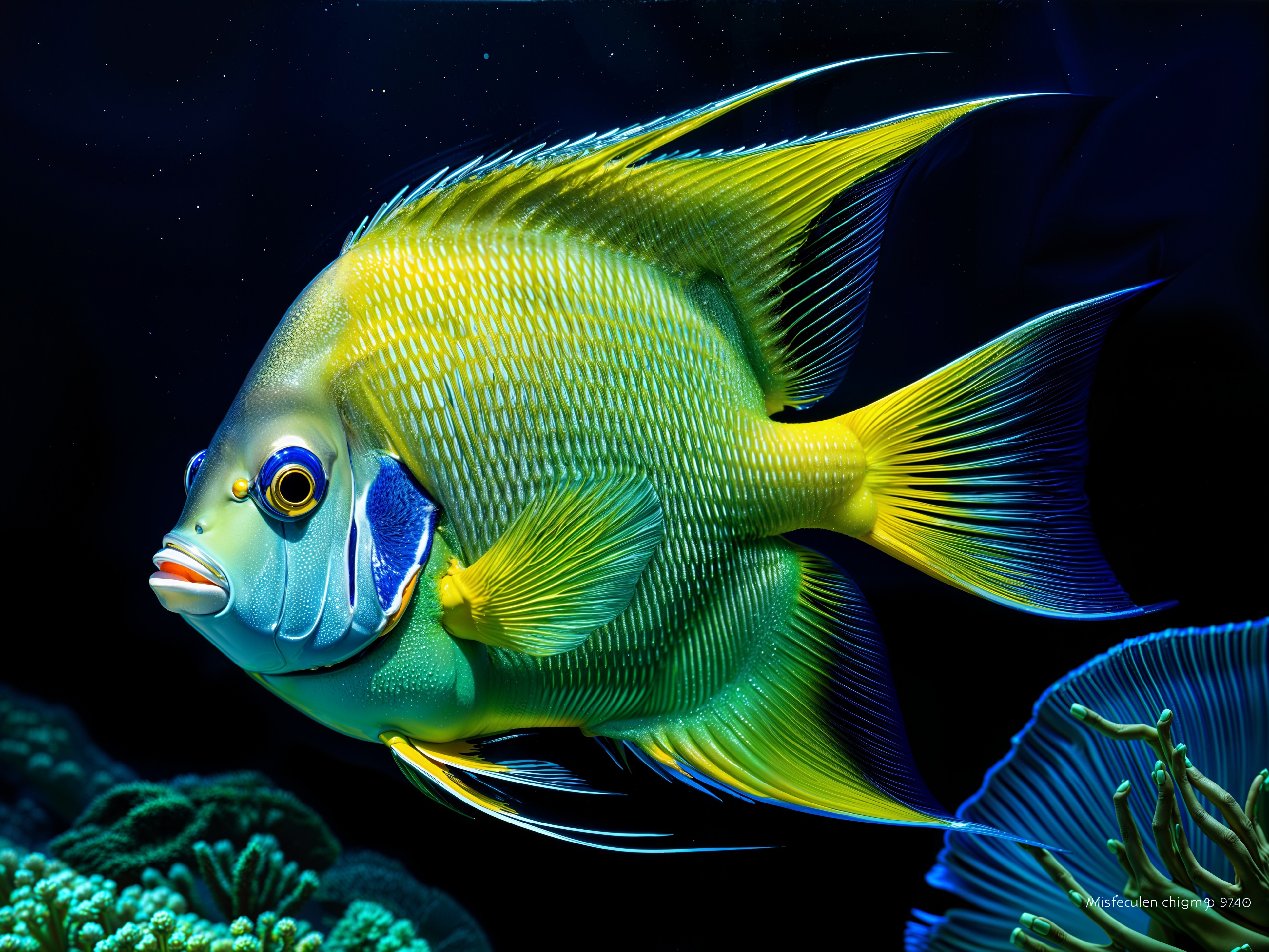 Colorful Fish in Deep Blue Underwater Scene