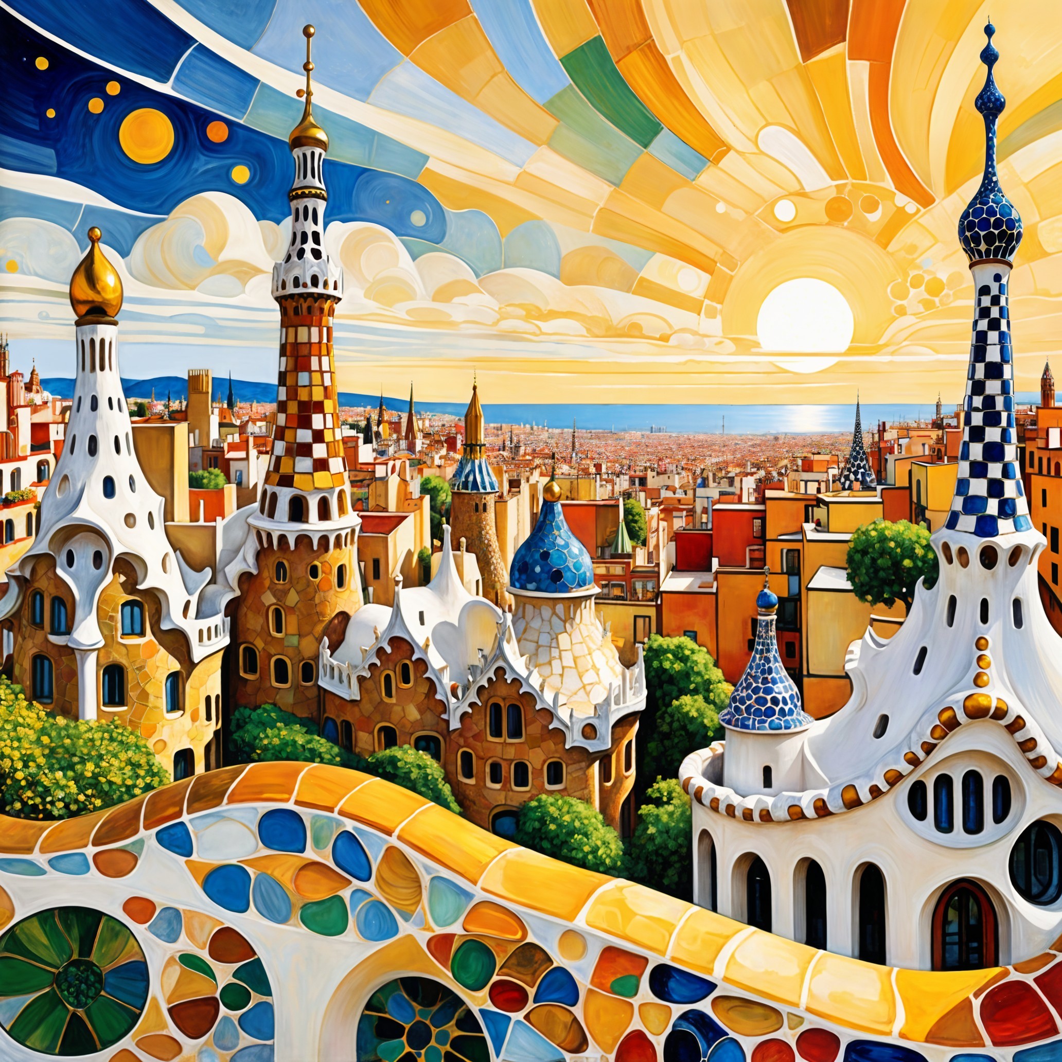 Vibrant Cityscape with Unique Architecture and Patterns