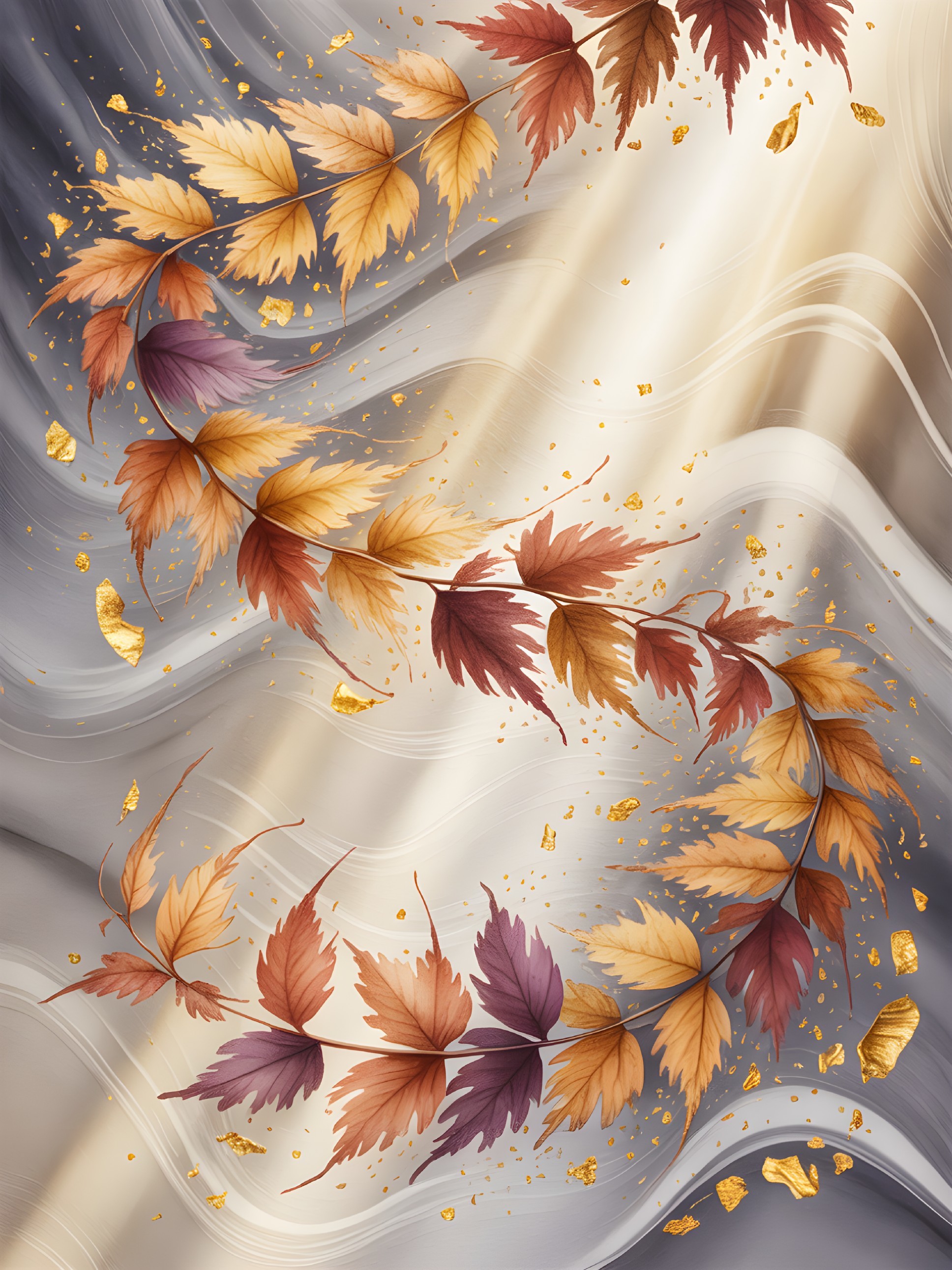 Vibrant Autumn Leaves Design with Elegant Accents