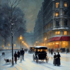 Winter Street Scene with Snow and Festive Atmosphere