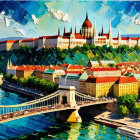 Colorful Budapest Skyline with Parliament and Danube