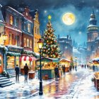 Fantasy Winter Wonderland with Stone Bridges and Snow