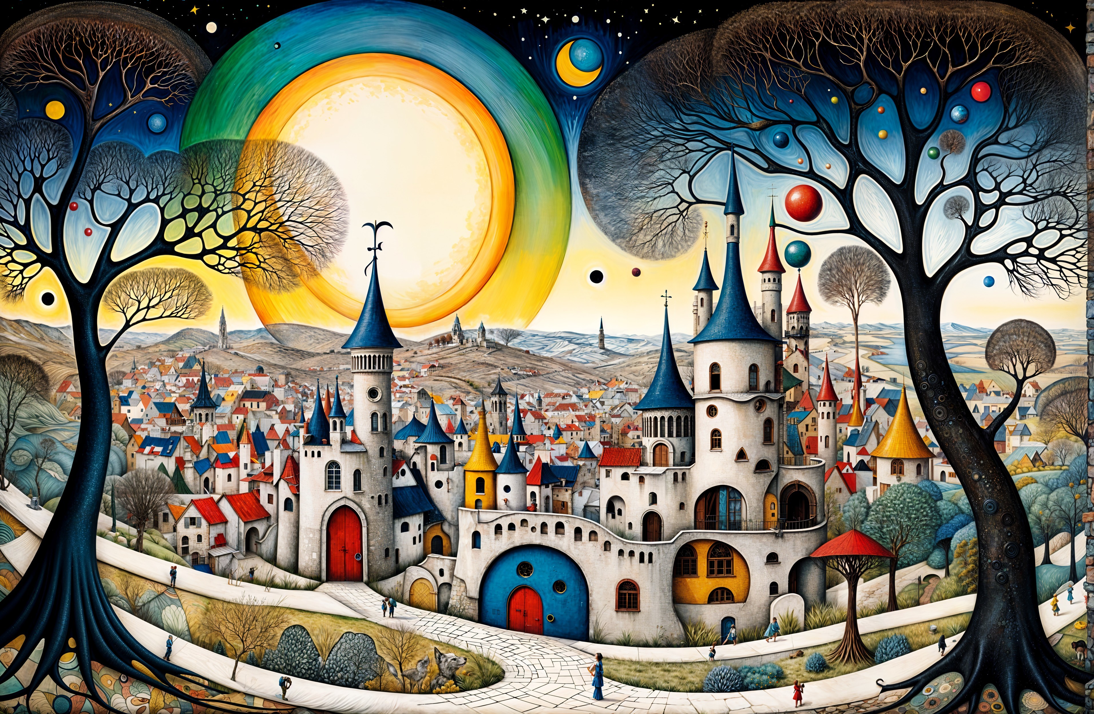 Whimsical Fairy-Tale Town with Colorful Houses