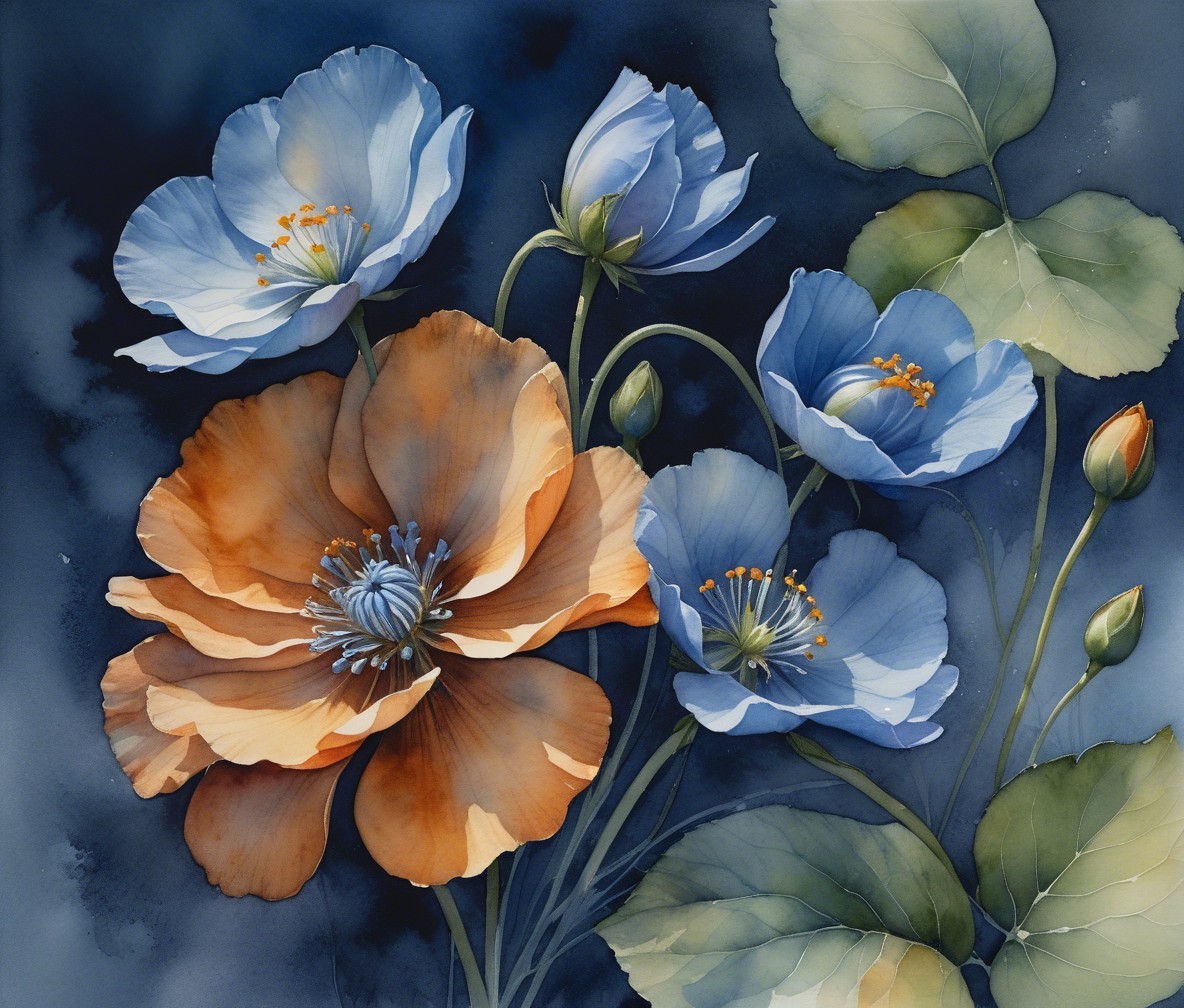 Impressionistic Watercolor of Vibrant Poppy Bouquet