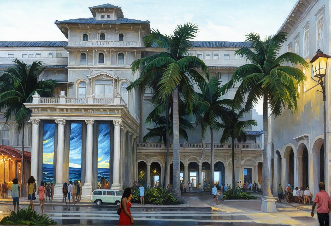 Neo-Classical Hotel with Ionic Columns and Balcony