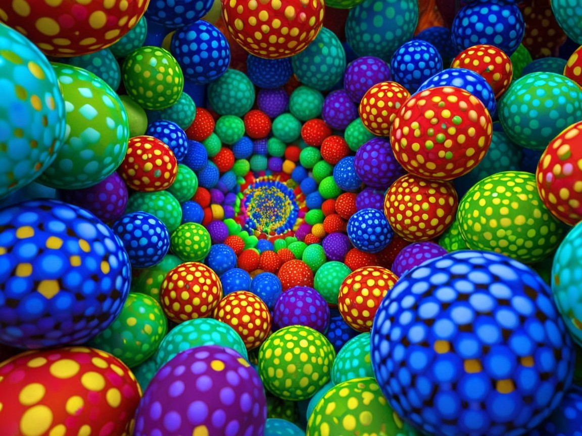 Colorful Fractal Digital Artwork with Spiral Spheres