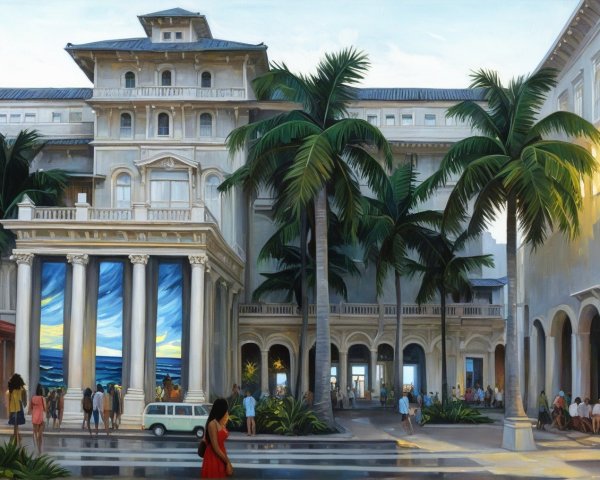 Neo-Classical Hotel with Ionic Columns and Balcony