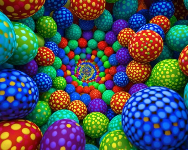 Colorful Fractal Digital Artwork with Spiral Spheres
