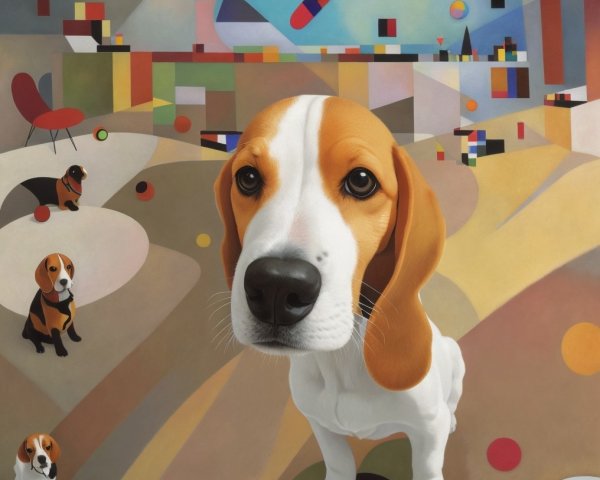 Abstract Beagle in Colorful Geometric Environment