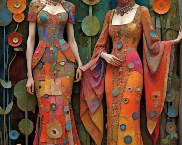 Elegant Women in Colorful Textured Garments