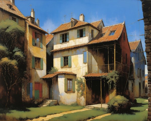 Charming European Landscape with Colorful Houses