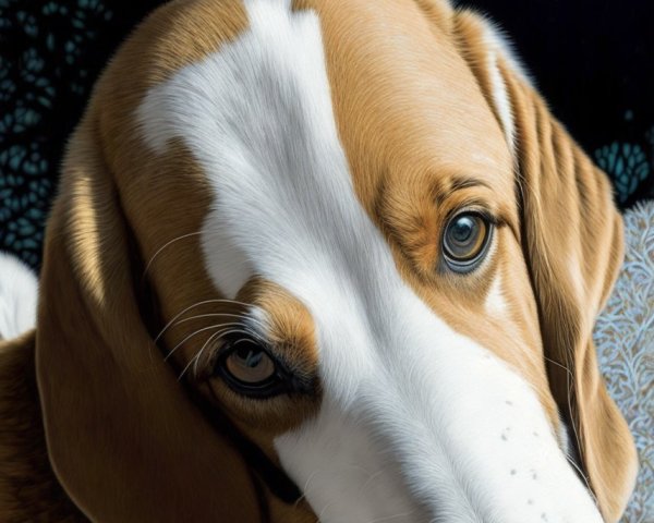 Close-Up of a Beagle with Glossy Brown and White Coat