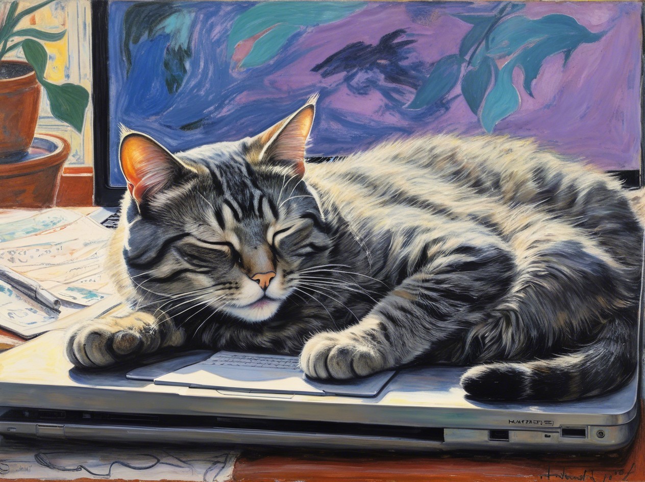 Photorealistic Oil Painting of a Sleeping Tabby Cat