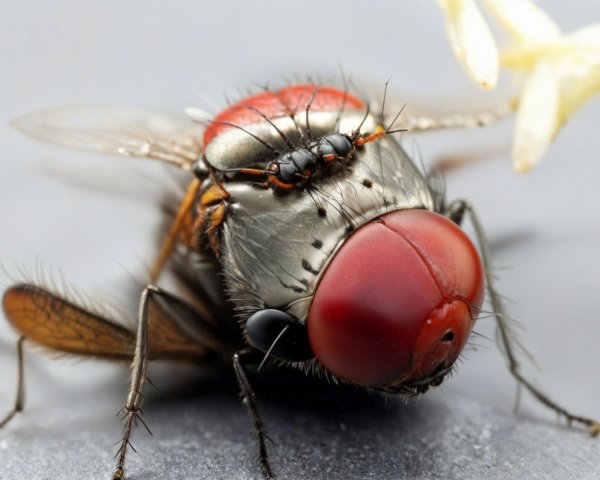 Close-Up View of a Fly with Detailed Features