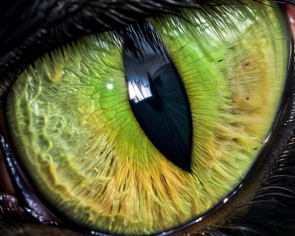 Close-Up of a Cat's Eye with Green and Gold Shades