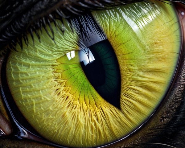 Close-Up of a Striking Green Cat Eye with Patterns