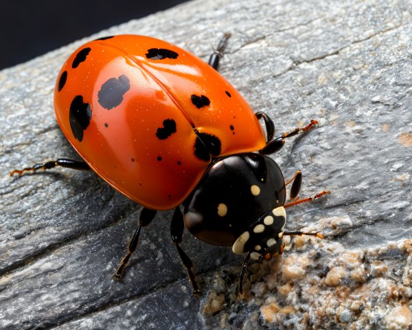 Close-Up of an Orange Ladybug on Gray Surface