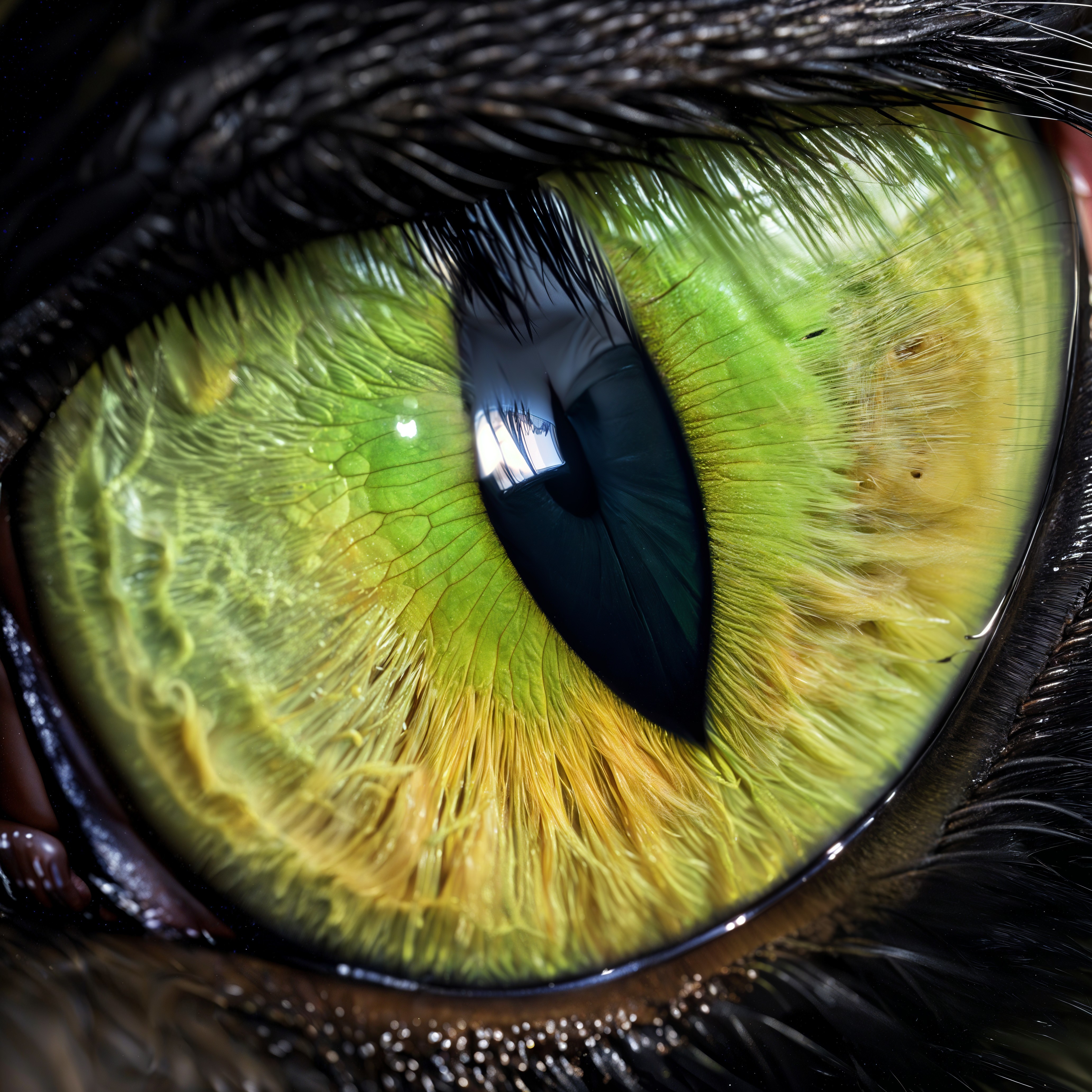 Close-Up of a Cat's Eye with Green and Gold Shades