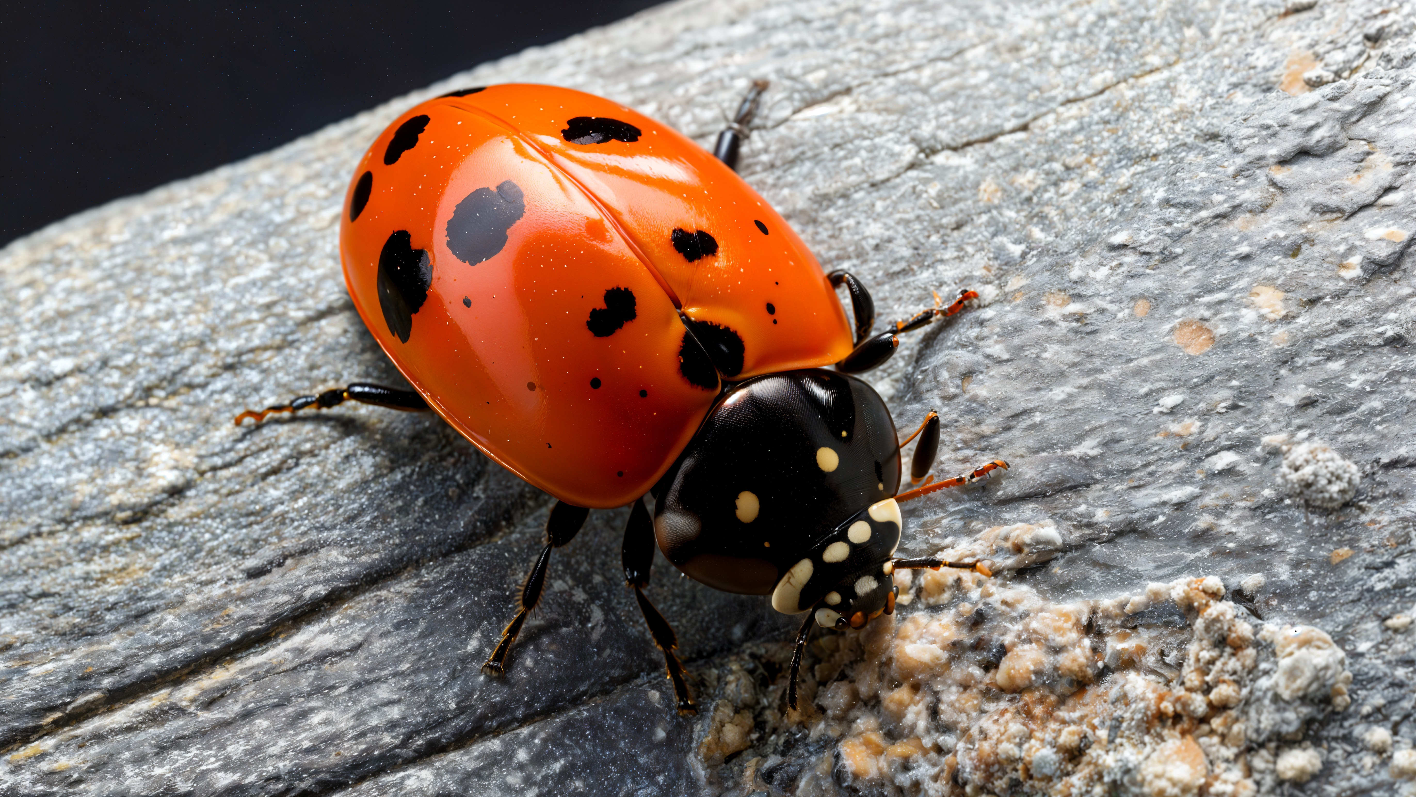 Close-Up of an Orange Ladybug on Gray Surface