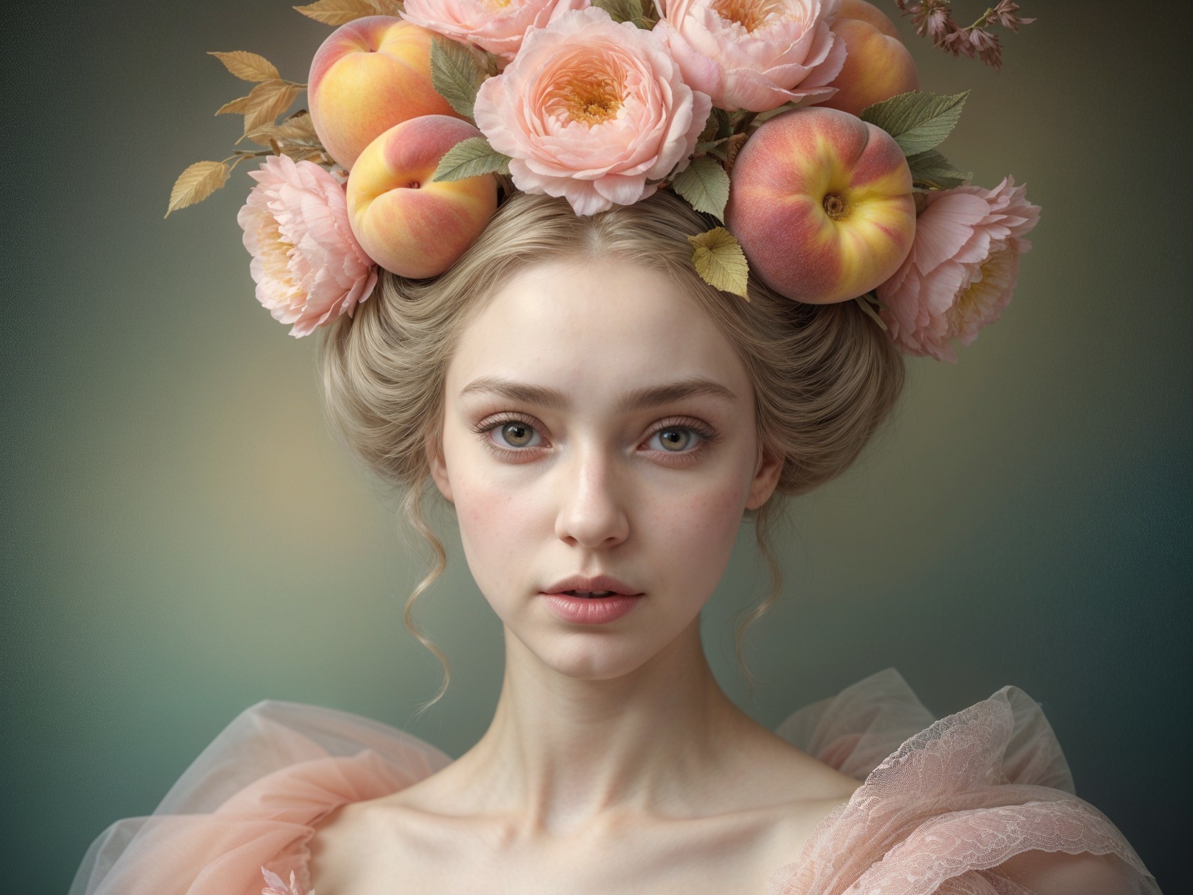 Young Woman in Floral Crown with Pastel Aesthetic
