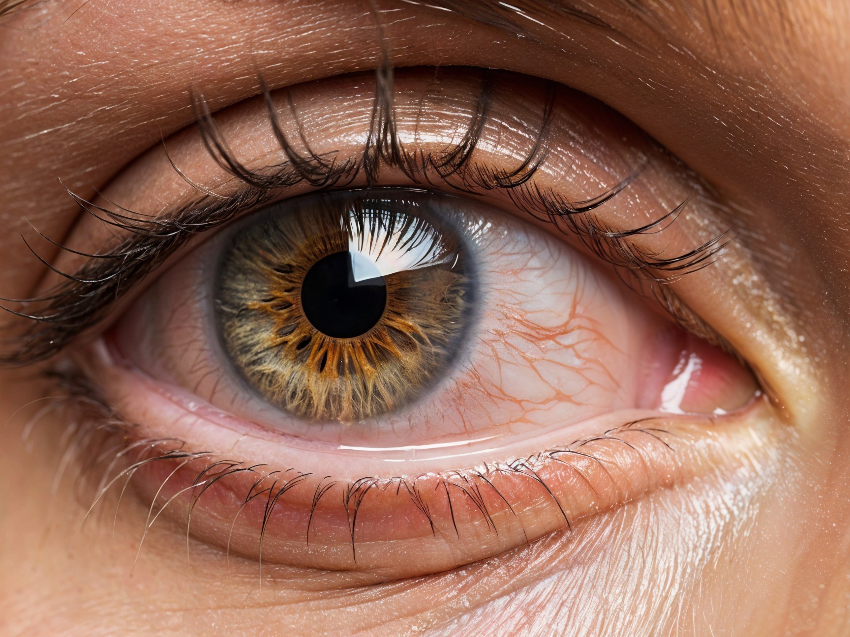 Close-Up of a Human Eye with Detailed Iris and Pupil