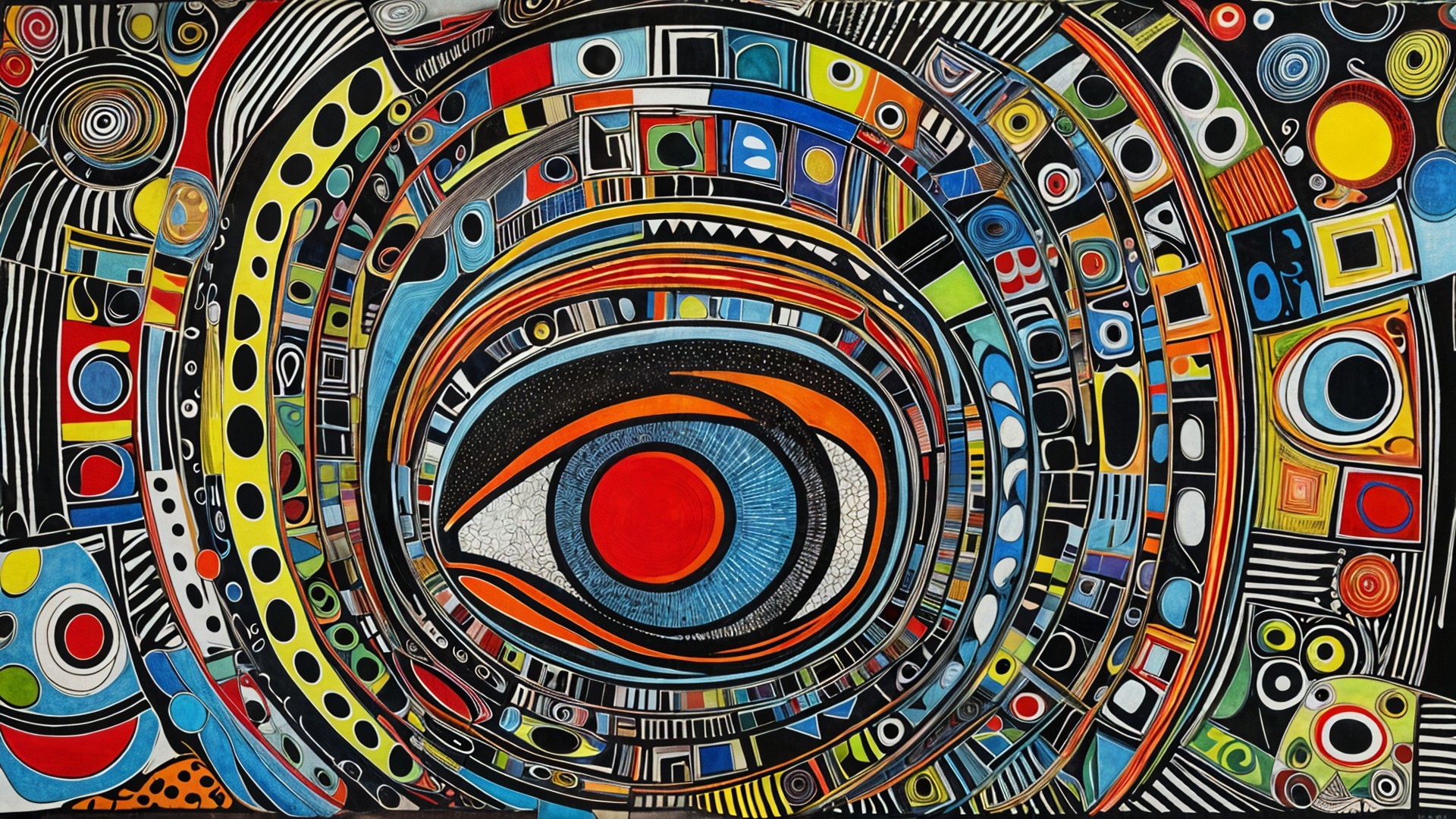 Vibrant Abstract Pattern with Central Eye Design