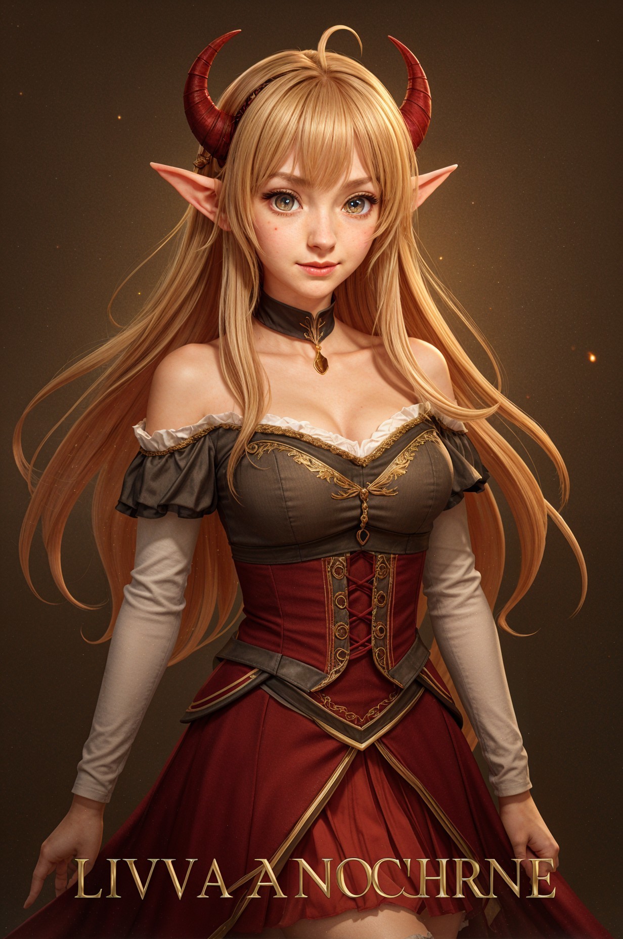 Fantasy Character with Blonde Hair and Horns