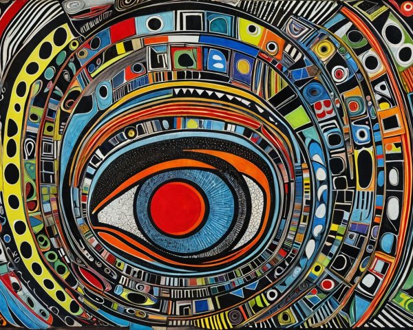 Vibrant Abstract Pattern with Central Eye Design