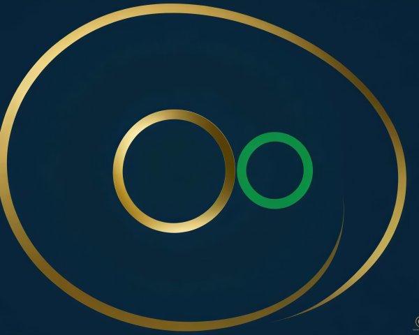 Minimalist Design with Gold Spiral and Green Rings