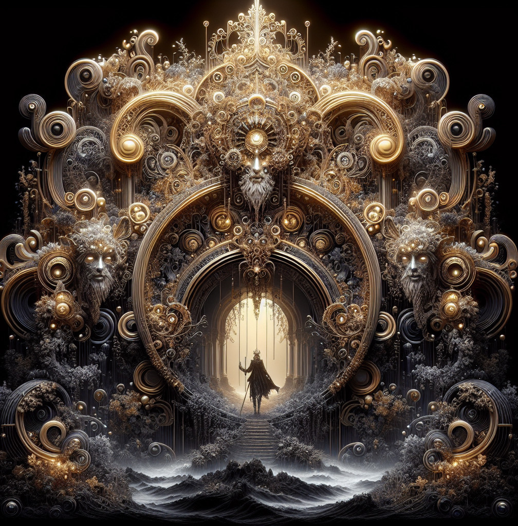 Mystical Portal in Ornate Archway with Figure