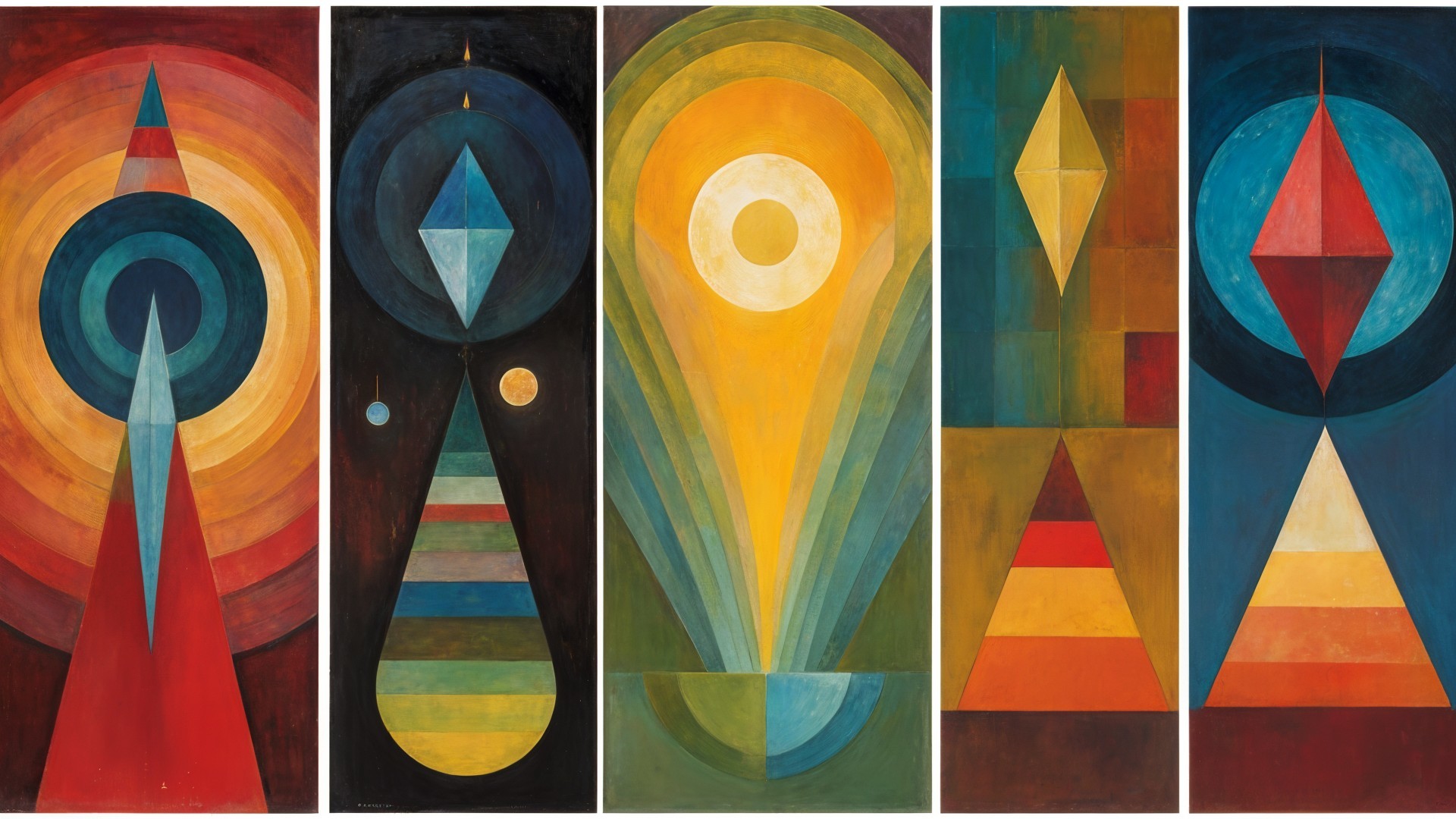 Vibrant Abstract Paintings with Geometric Shapes